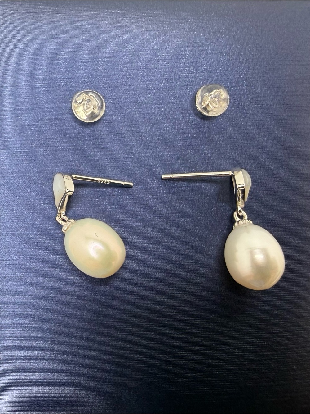 925 Sterling Silver Pearl Drop Earrings - White Pearl - Picture 6 of 15